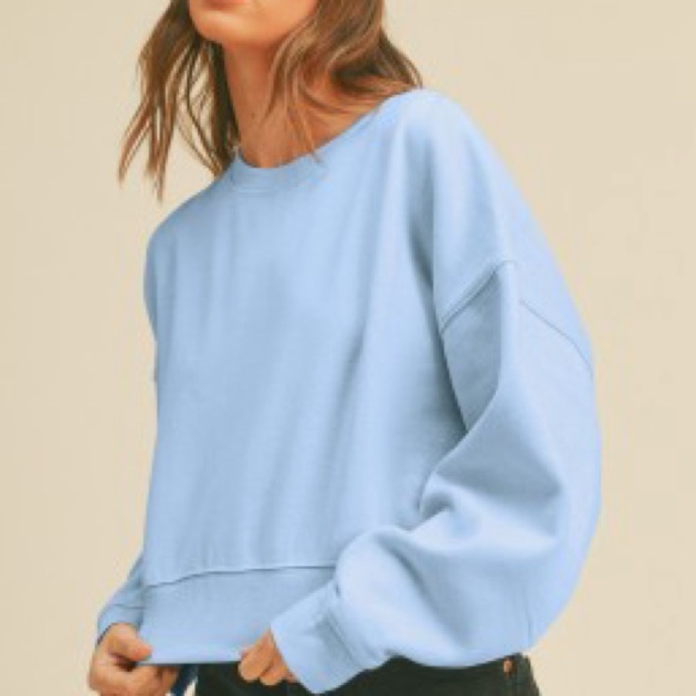 Baby Blue Cropped Sweatshirt - Picture 2 of 3
